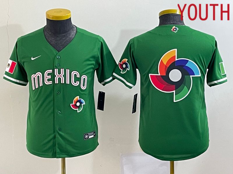 Youth 2023 World Cub Mexico Blank Green Nike MLB Jersey8->youth mlb jersey->Youth Jersey